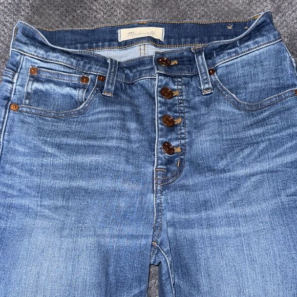 Madewellโ Cali Demi Boot High Rise Jeans Size 26 Frayed Hem Distressed Blue - Picture 5 of 8